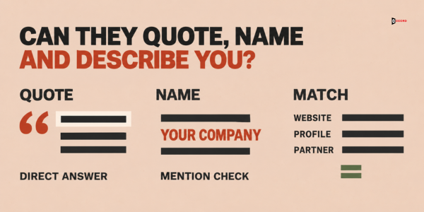 Three AEO checks: can they quote you, name you and match your description across website, profile and partner pages