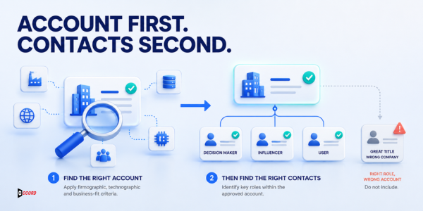 Account-first B2B lead research workflow that validates target companies before mapping decision-makers and influencers