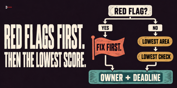 Red flags first, then the lowest score: a three-step rule that ends with one owner and one deadline