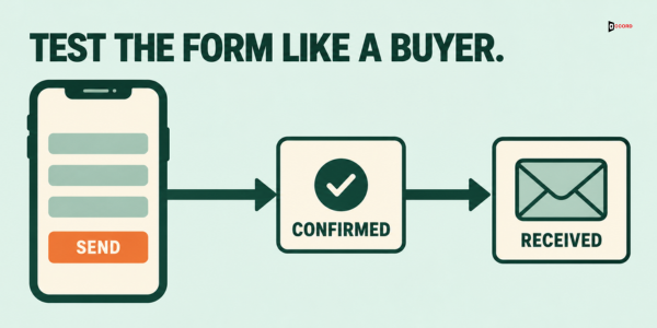 Test the form like a buyer: send on a phone, see the confirmation, check it was received