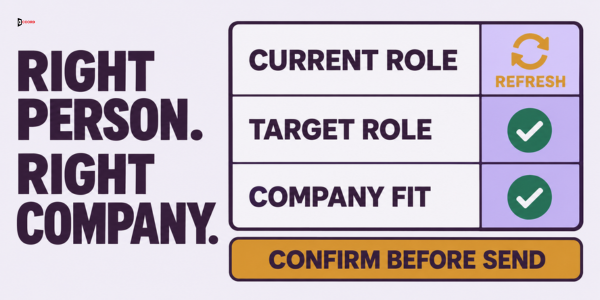 Right person, right company: current role, target role and company fit confirmed before send