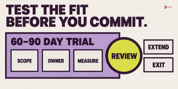 Test the fit before you commit: a 60 to 90 day trial with scope, owner and measure, then a review to extend or exit