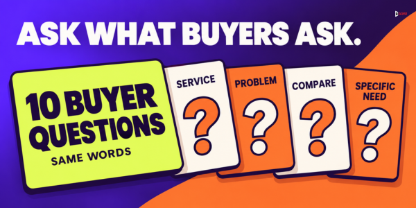 Ask what buyers ask: 10 buyer questions in the same words, covering service, problem, compare and specific need