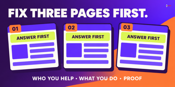 Fix three pages first: answer first, who you help, what you do and proof