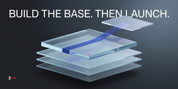 Layered diagram showing a website built as a foundation base before a campaign launches on top of it