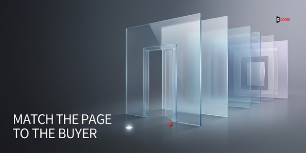Illustration of matching a specific landing page to a specific buyer, framed as an open doorway leading to the right offer