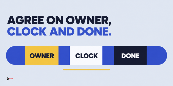 Agree on owner, clock and done for every handoff step