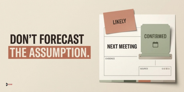 Forecast record separating a likely assumption from a confirmed next meeting with evidence.