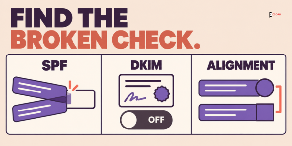 Find the broken check: SPF, DKIM and alignment can each fail on their own