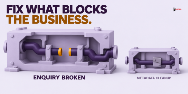 Diagram prioritizing a broken enquiry path over lower-impact metadata cleanup.