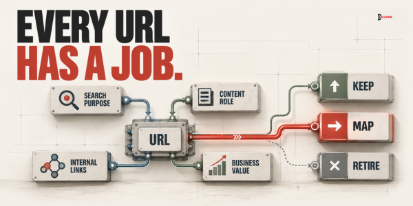 A URL assessment connects search purpose, internal links, content role, and business value to keep, map, or retire decisions.