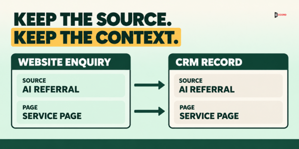 Keep the source, keep the context: the website enquiry's source and page both carry into the CRM record